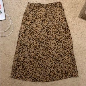 Leopard slip midi skirt